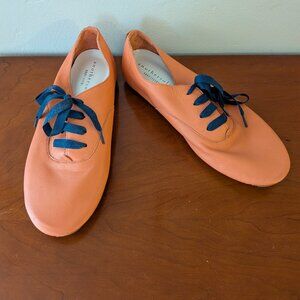 Anothersole Paloma Anytime Coral with Navy Contrast Ribbon Leather Sneakers